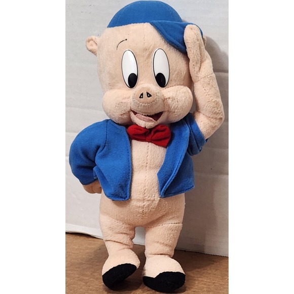 12"Looney Tunes Porky Pig Plush‎ Stuffed Animal Giving His Heart Valentines Love - Picture 1 of 10